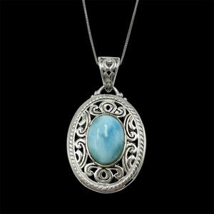 Sterling Silver 925 Laramar Stone Pendant & Chain Necklace